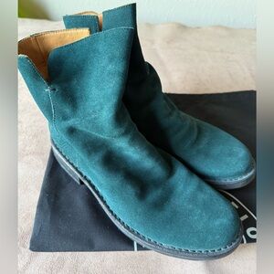 Teal Suede Ankle Boots